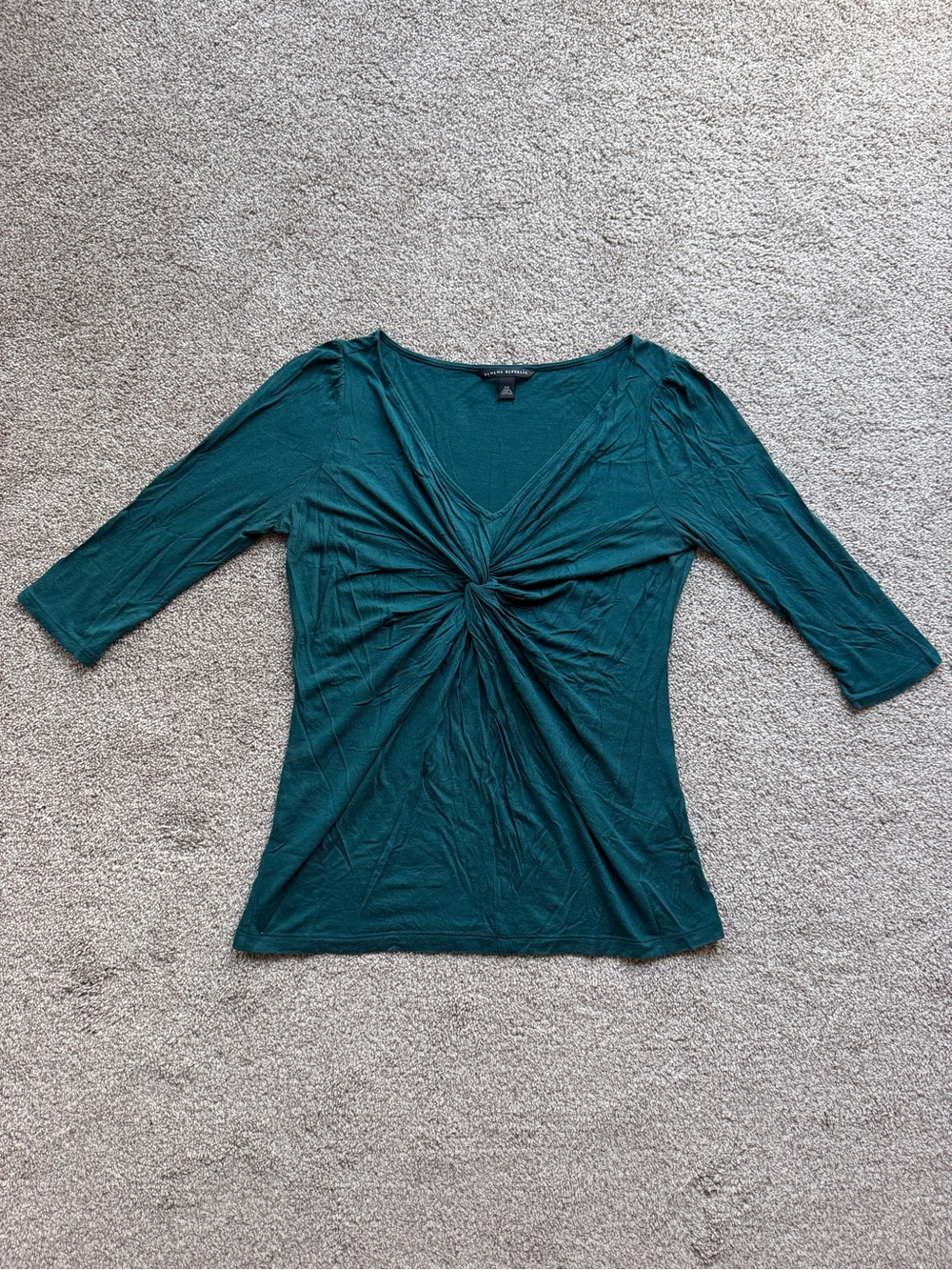 Banana Republic Teal Twist-Front Long Sleeve Top